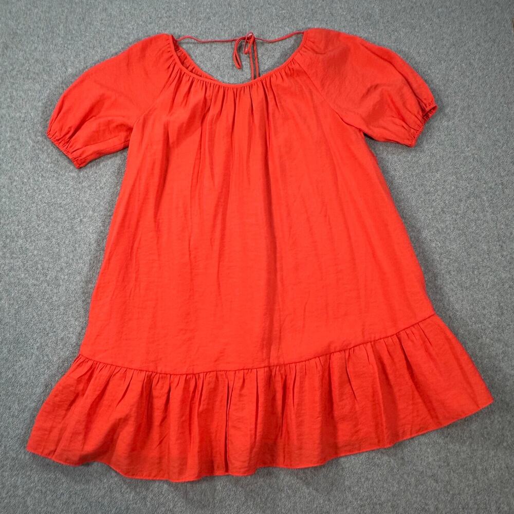 Ann Taylor Tie Back Flounce Shift Dress Women's Petite Small Short Sleeve New